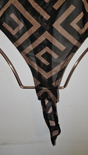 IRIS - Sheer Geometric Pattern Teddy, colors Coffee and mocha, size: S - Picture 2 of 12