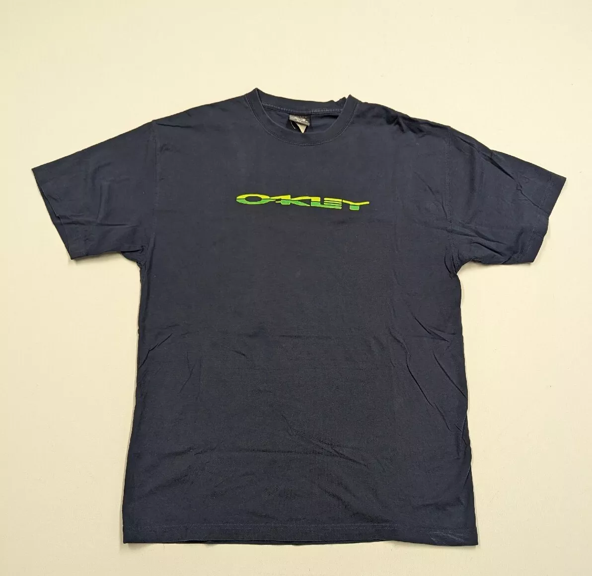 Vintage Oakley T-Shirt XL Navy Blue Spell Out Skate Mens Logo Crewneck  shirt Y2K