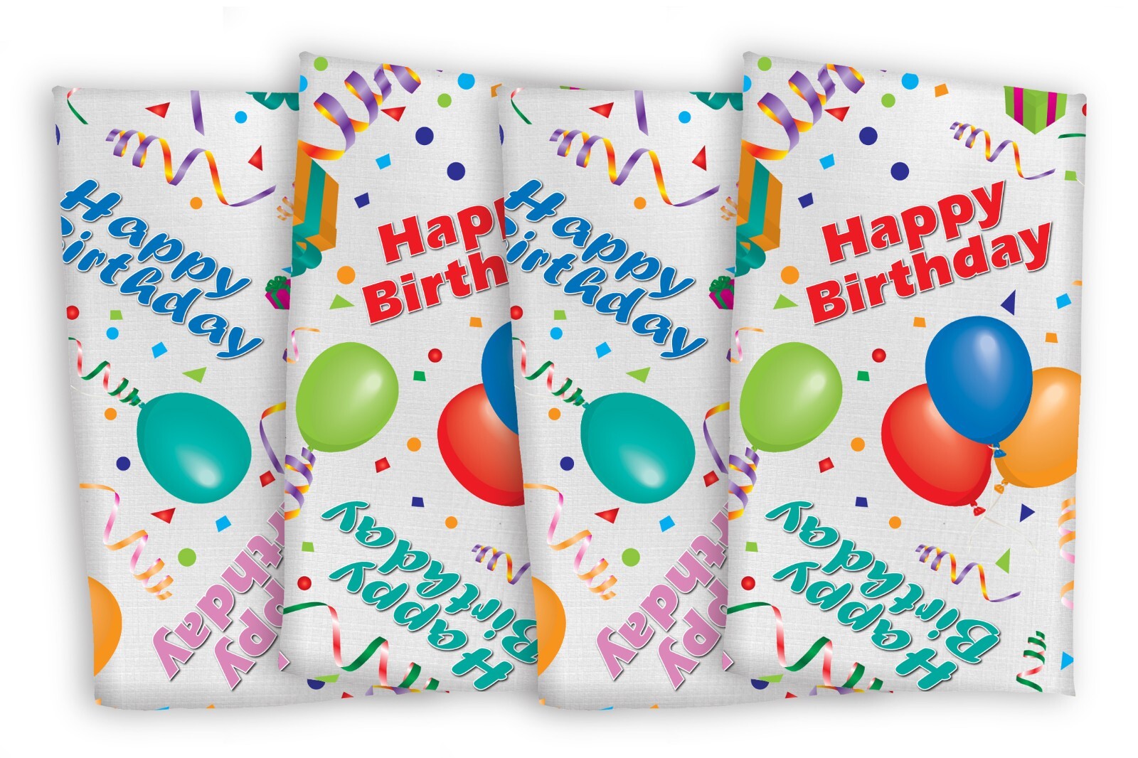 Happy Birthday Tablecloth White Restaurant Quality Polyester Fabric Made in USA!