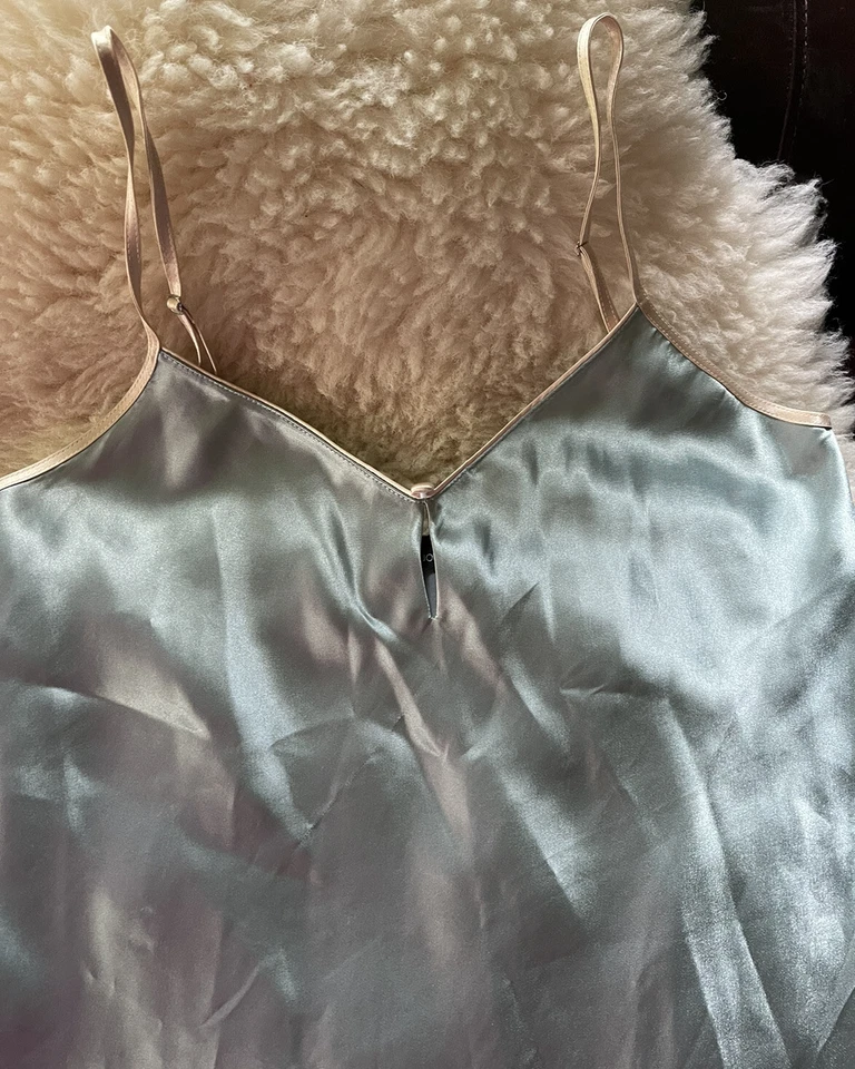 Jones New York Satinado Sedoso Corto Chemise Camisón Mujer Pequeño Lencería Verde Foto 2 de 3