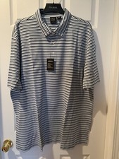 NWT Jos A Bank Traveler Mens Polo 4XLT 4XL Blue White Navy Stripe Cotton