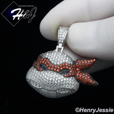 #ad #ad 925 STERLING SILVER ICY BLING CZ TEENAGE MUTANT NINJA RED TURTLE PENDANT*SP413 $59.99