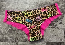 NWT VICTORIA'S SECRET PINK S NEON LEOPARD LACE VINTAGE RARE CHEEKSTER PANTIES