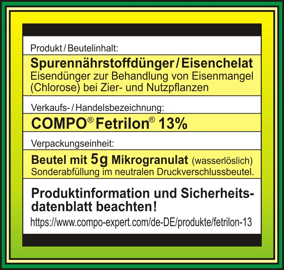Eisendünger COMPO Fetrilon® 13 gegen Chlorose ✅ Eisenchelat BLATTGRÜN-TURBO 20g - Bild 4 von 4