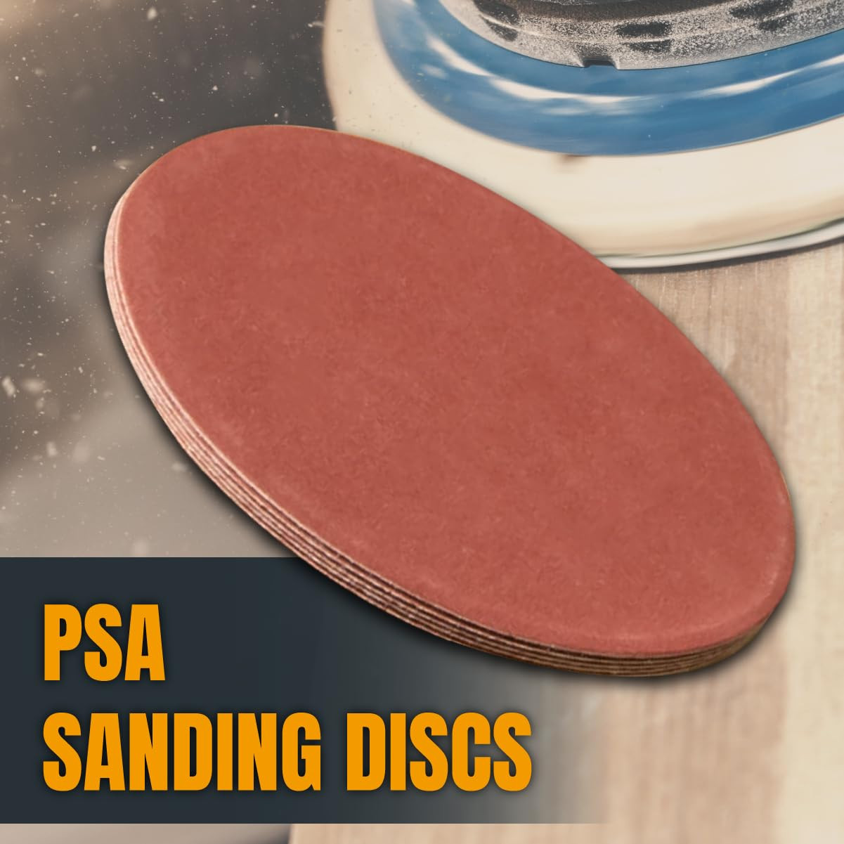 POWERTEC 10 PCS 80 Grit 9 Inch PSA Sanding Discs, Self Stick Adhesive Sandpaper,
