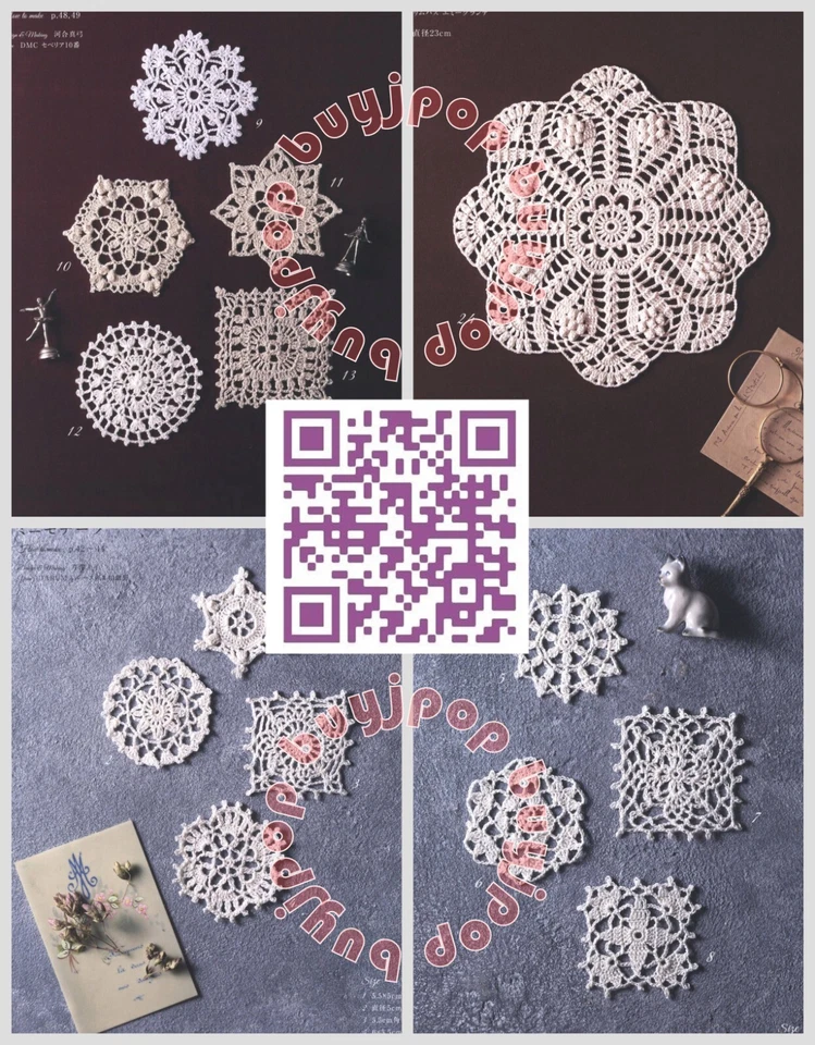 Elegant Crochet Lace Motifs Floral Doilies Japanese Crochet Craft Pattern Book - Image 3 of 4