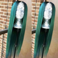 Ombre Green Lace Front Wigs Synthetic Heat Resistant Long Straight Soft Hair US