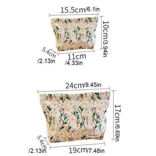 Floral Embroidered Cosmetic Bag Large Capacity Jacquard Storage Bag Toiletry - Picture 2 of 14