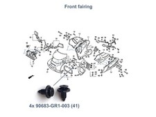 4x Honda VFR400R 1986-1992 front fairing plastic push clips kit 90683-GR1-003