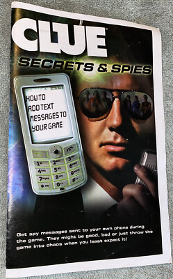 CLUE SECRETS & SPIES Game Parker Brothers 2009 Replacement Parts Cell Phone Info