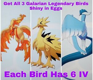 Sword Shield Shiny Articuno Moltres Zapdos Galarian 6iv In Eggs Shiny Locked Ebay