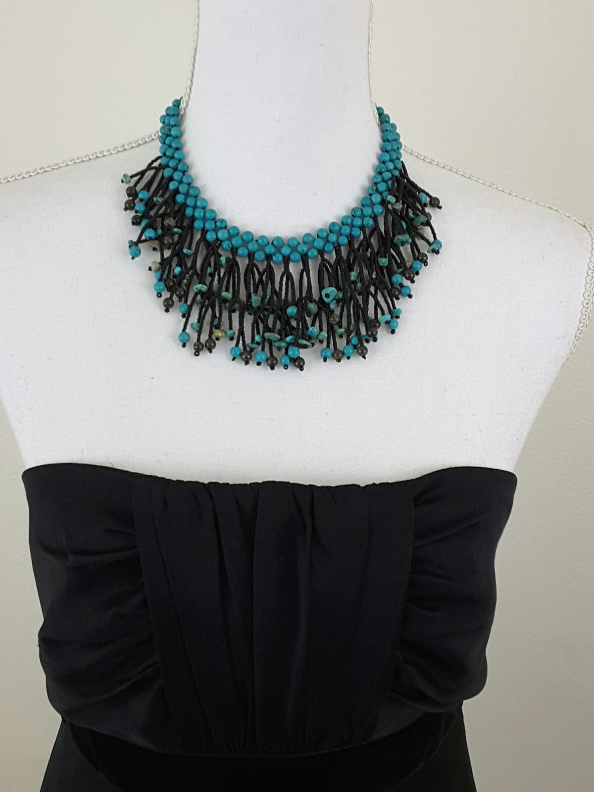 Custom Made TURQUOISE BEADS STATEMENT Necklace. - image 2