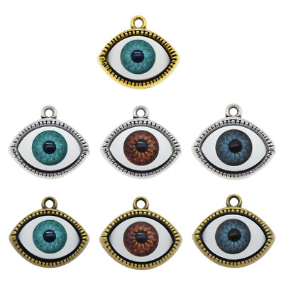 14 Mix Antiqued Bronze Alloy Evil Eye Charm Acrylic Pupils For Pendant 22*20*7mm