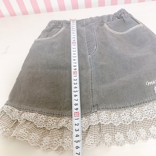 Mezzo Piano Denim Skirt Black Frill Lace Heart Pocket Simple Approx. H 130cm JP - Picture 13 of 24