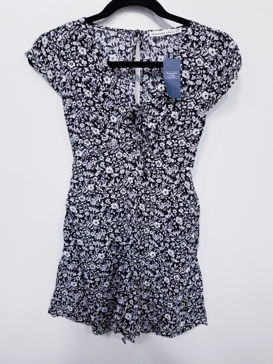 abercrombie tie front mini dress Women's Linen-Blend Tie-Front Mini Dress in Strawberry Print | Size XXS PETITE