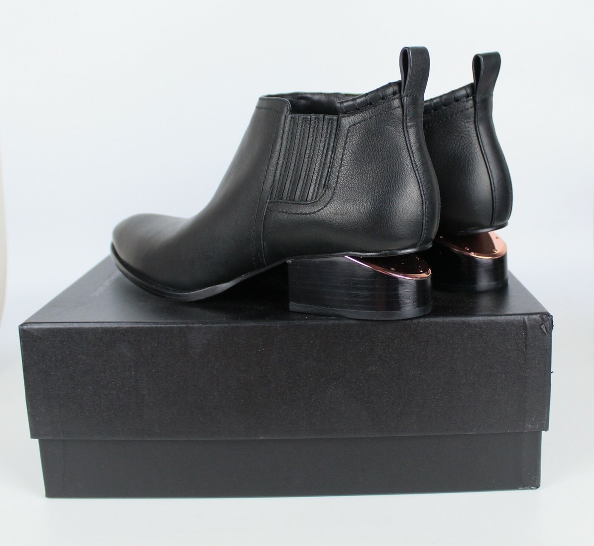 RARE! Alexander Wang Kori Cut-Out Heel Leather Ankle Boots Chic