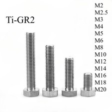 Titanium GR2 Hexagon Bolts Hex Head Cap Screws M2/M3/M4/M5/M6/M8/M10/M12/M14-M20