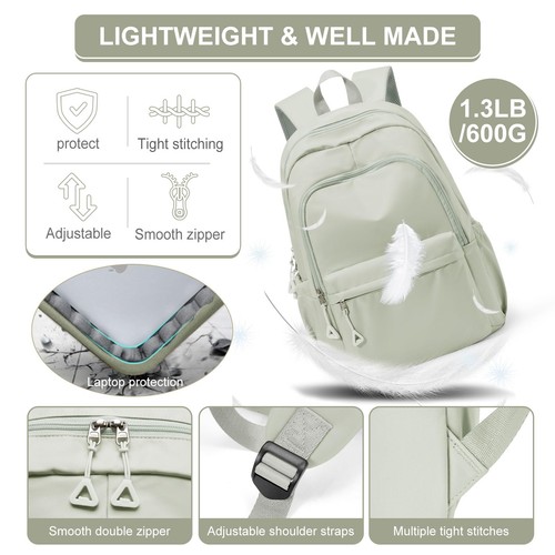Zaino casual per laptop da donna uomo impermeabile leggero zaini borsa 15... - Foto 6 di 8