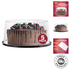 5-Pack Round Cake Carriers with Transparent Lids - Perfect for Transport
