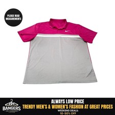 Nike Polo Shirt Men's Large Hyper Pink Gray Dri Fit Victory Golf Performance Top