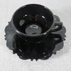Mt Pleasant Black Amethyst Glass Cup & Saucer Set, L E Smith Depression Era