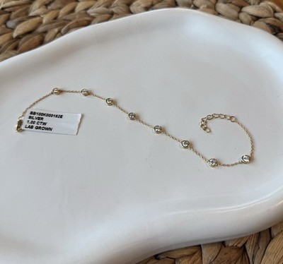 Armband 1,0 ct Diamanten Lab 925 Sterling Silber vergoldet Gold Bezel Station
