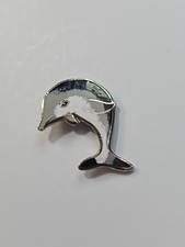 Dolphin Lapel Pin Black White Gray & Silver Colors by MAFCO