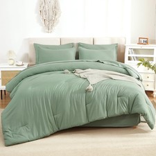 Comforter Set King 104 x90 7 Pieces Sage Green Bed Litanika Lightweight Size