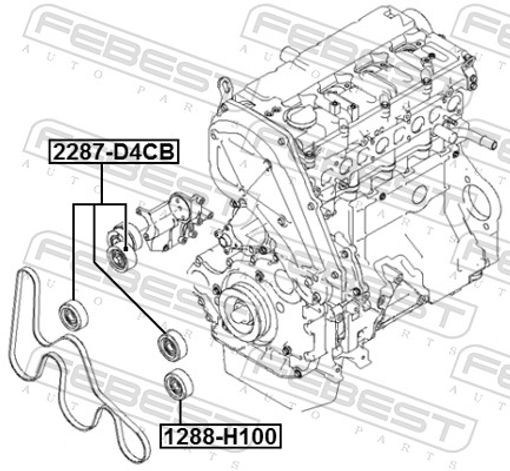 4x ✅Fits FEBEST 2287-D4CB TENSION PULLEY  ⭐UK Seller⭐