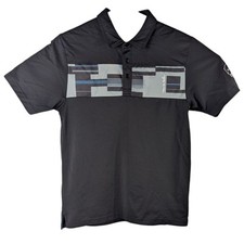 Travis Mathew Golf Polo Shirt Mens Medium Black Gray Pima San Marcus Embroidery