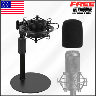 Desktop Adjustable Mic Stand Desk with Shock Mount & Foam Windscreen AT2020
