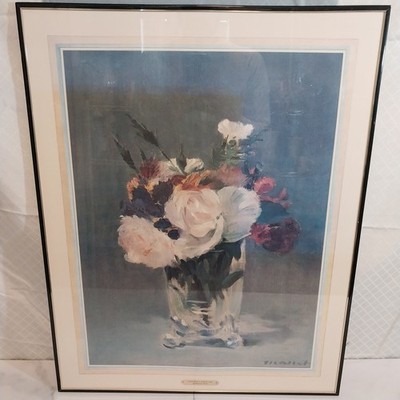 ''Flowers in a Crystal Vase'' Edward Monet large print framed with plaque