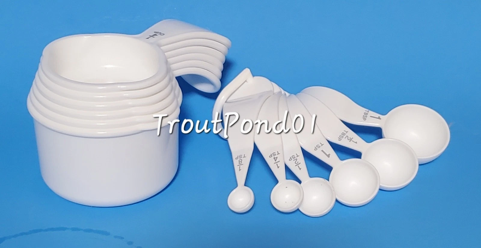 Vtg Tupperware Measuring Cups + Spoons Ergonomic Curved White Complete Set New