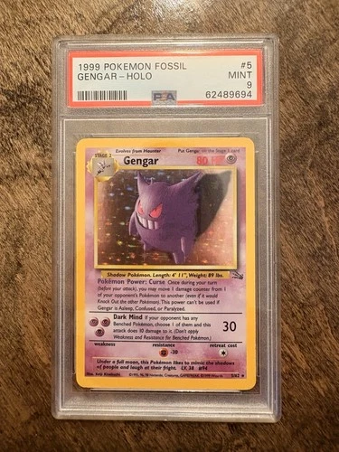 Pokémon Gengar 5/62 Fossil Unlimited Holo Rare 1999 English PSA 9