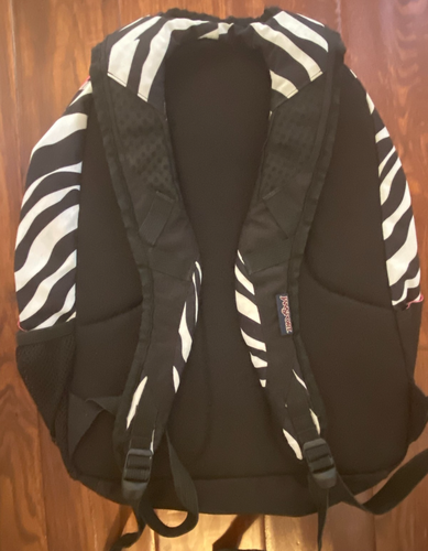 JanSport Rucksack mit Zebramuster und Laptopfach - Schwarz-Weiß mit Pink - Bild 2 von 5