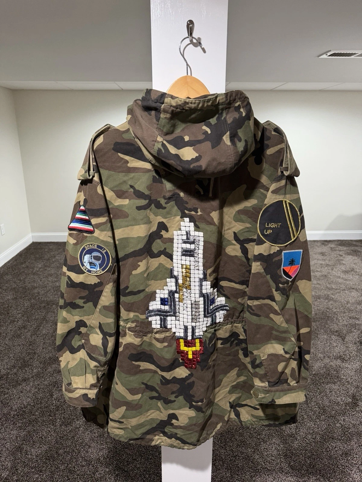 Saint Laurent — Saint Laurent x Hedi SS16 Rocket Logo Camo Parka Jacket