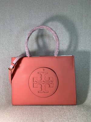 NEW Tory Burch Eco Ella Bio Coral Crush Orange Small Tote Bag w