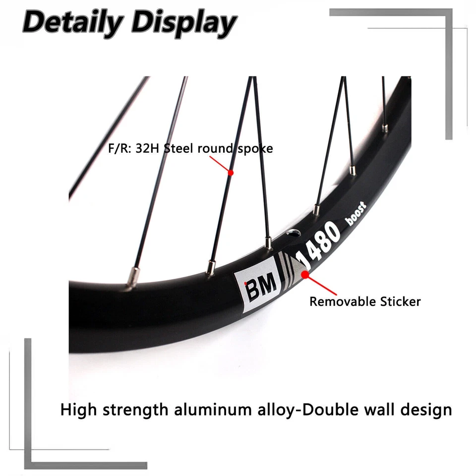 BUCKLOS 27.5/29 inch Boost Aluminum MTB Wheelset Disc Brake Clincher Bike Wheels - Image 4 of 4