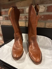 Vintage Frye Cowboy Boots 2341 Brown Leather Pull On Mens 10.5 D USA Made