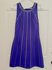 Forever 21 Sleeveless Dress blue with gold studs machine wash sz M 34" length