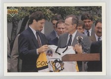1991-92 Upper Deck UD Logo Hologram Mario Lemieux George HW Bush #47 HOF 0n8