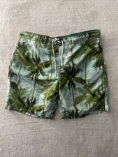 Caribbean Joe Mens Bathing Suit Swim Shorts Blue Floral 2XL Polyester Liner Tie