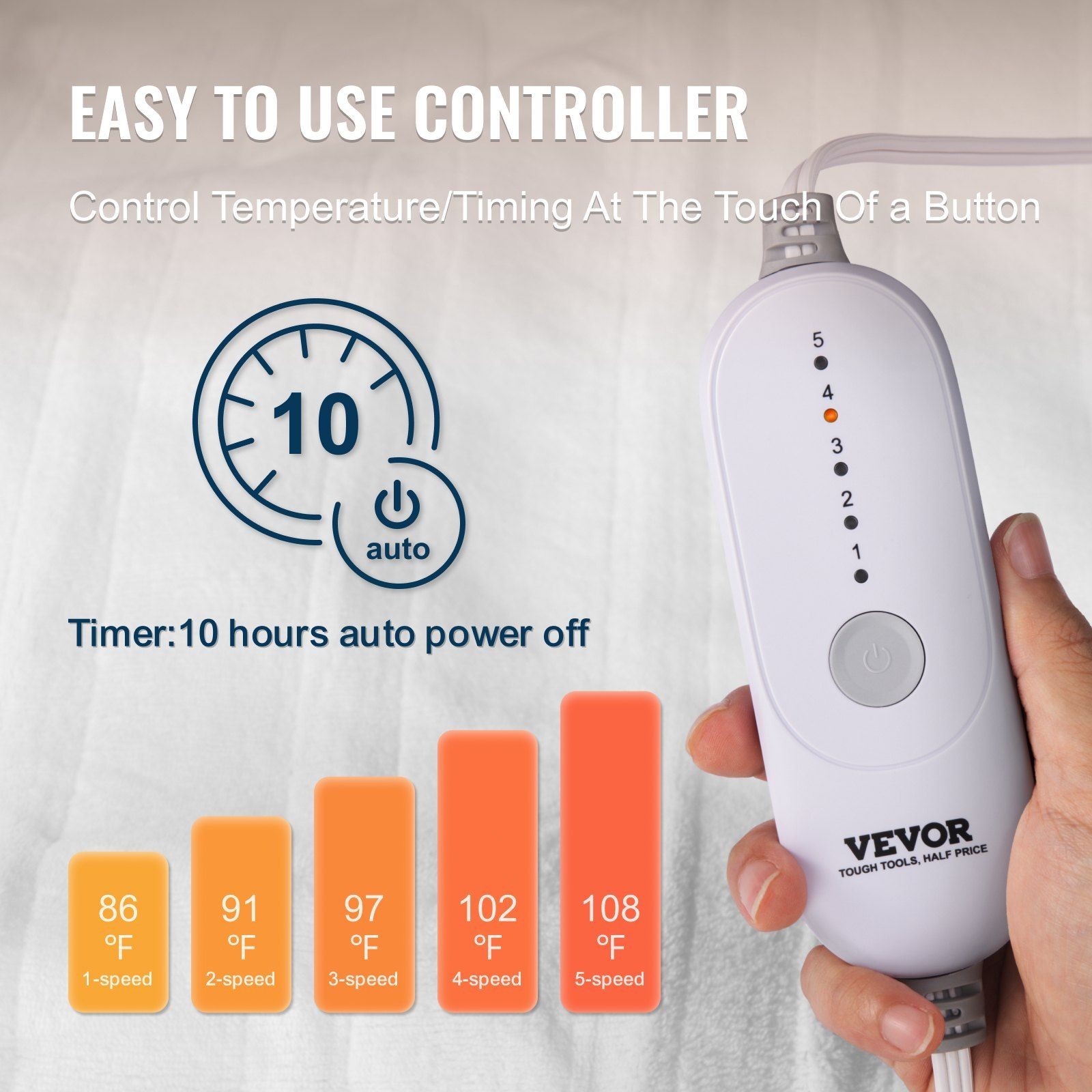 Coral Fleece Heated Pad King 78x80in Electric Bed Warmer Dual Zone