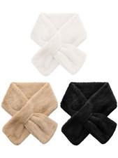 3 PCS Winter Fur Collar Scarf For Women Solid Color Faux Warm Soft Furry Wrap