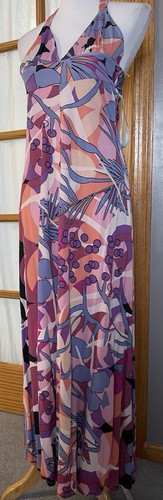 Marciano Guess Silk Maxi Dress Women’s S Halter Neck Pink Purple Cocktail Fairy