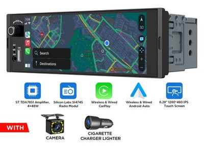 6,28 Zoll IPS 1DIN Autoradio kabellos CarPlay Android Auto RDS Touchscreen Radio