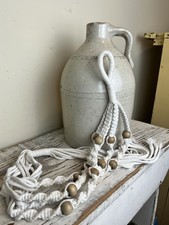 Vintage Hand Crocheted Beaded Macrame Hanging Plant Holder Retro Boho Vibe 40