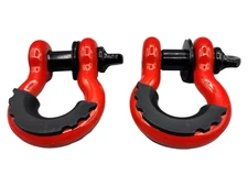 Set of 2x  3/4" Shackles Heavy Duty Drop-Forged Coated Bumper Tow Shackles, RED