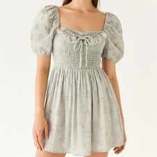 Abercrombie & Fitch Women's NWOT Emerson Poplin Puff Sleeve Mini Dress Size Med