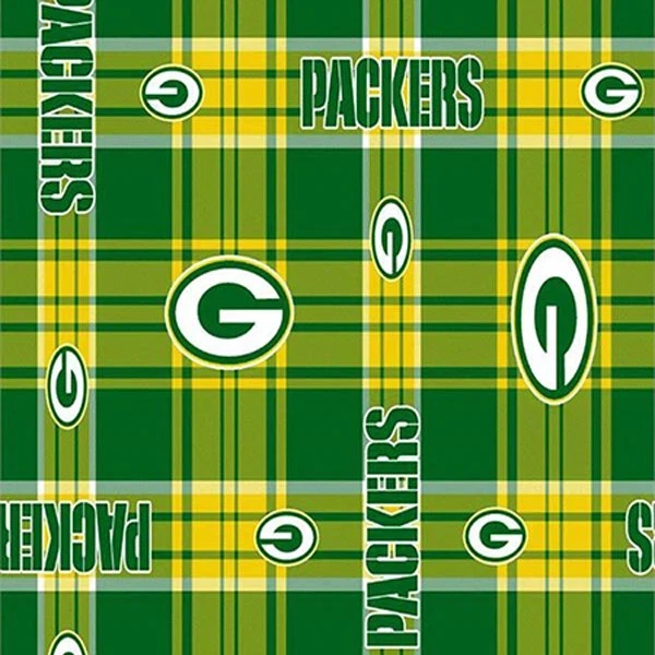 FABRIC EMPIRE NFL Green Bay Packers Plaid Licensed Fleece Fabric SOLD BY THE YARD